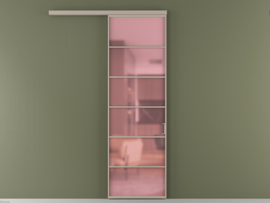 Алюминевая перегородка АЛПР 040.04_АБСК_САТ РОЗ_new. Цвет Алюминий бисквитный. Материал Алюминий в эмали. Коллекция Перегородка Формато вдоль стены 1 створка. Картинка.