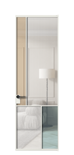 Межкомнатная дверь АЛПЛ041.20 АССР 4 стекла. Цвет Алюминий светло-серый. Материал Алюминий в эмали. Коллекция Mosaic. Фото. Дверь межкомнатная АЛПЛ041.20 АССР 4 стекла. Цвет Алюминий светло-серый. Материал Алюминий в эмали. Коллекция Mosaic. Картинка.