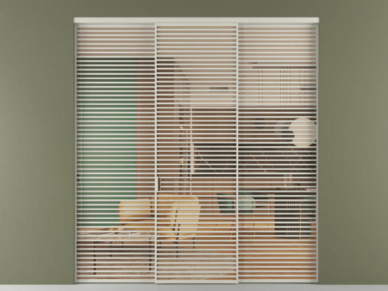 Алюминевая перегородка vn1+2_07_ Алюминий тёплый серый Прозрачное оранжевое стекло, триплекс, 6мм. Цвет Алюминий тёплый серый. Материал Алюминий в эмали. Коллекция Перегородка Formato внутри проёма 3 створки. Картинка.