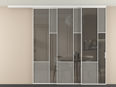 Перегородка Mosaic вдоль стены на потолок 3 створки с синхронным механизмом