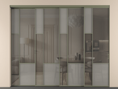 Перегородка Mosaic внутри проёма 4 створки с синхронным механизмом