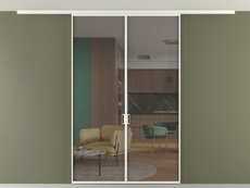 Перегородка Формато вдоль стены на потолок 2 створки