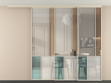 Перегородка Мозаик вдоль стены на потолок 3 створки с синхронным механизмом