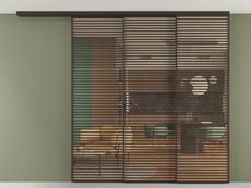 Перегородка Formato вдоль стены на потолок 3 створки с синхронным механизмом