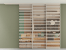 Перегородка Formato вдоль стены на потолок 3 створки с синхронным механизмом