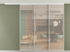 Перегородка Formato вдоль стены на потолок 3 створки с синхронным механизмом