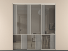 Перегородка Mosaic внутри проёма 3 створки с синхронным механизмом