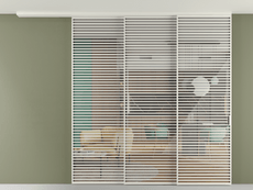 Перегородка Formato вдоль стены на потолок 3 створки с синхронным механизмом