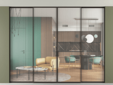 Перегородка Formato внутри проёма скрытое крепление в потолок 4 створки