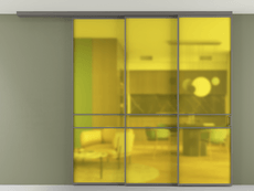 Перегородка Formato вдоль стены на потолок 3 створки с синхронным механизмом