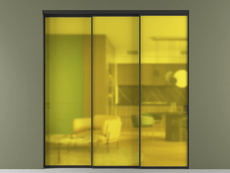 Перегородка Formato внутри проёма 3 створки с синхронным механизмом