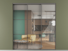 Перегородка Formato внутри проёма 3 створки с синхронным механизмом