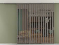 Перегородка Formato вдоль стены на потолок 3 створки с синхронным механизмом