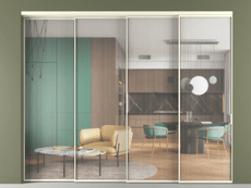 Перегородка Formato внутри проёма 4 створки с синхронным механизмом