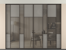 Перегородка Mosaic внутри проёма четырёхстворчатая со скрытым креплением в потолок