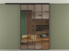 Перегородка Formato вдоль стены на потолок 2 створки с синхронным механизмом