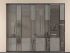 Перегородка Mosaic внутри проёма 4 створки с синхронным механизмом