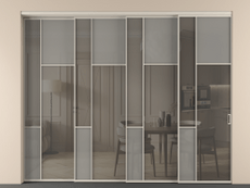 Перегородка Mosaic внутри проёма 4 створки с синхронным механизмом