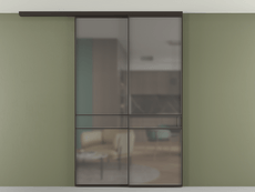 Перегородка Formato вдоль стены на потолок 2 створки с синхронным механизмом