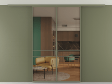 Перегородка Formato вдоль стены на потолок 2 створки