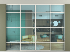 Перегородка Formato внутри проёма скрытое крепление в потолок 4 створки