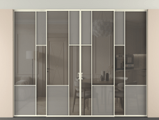 Перегородка Mosaic внутри проёма четырёхстворчатая со скрытым креплением в потолок