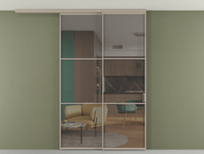 Перегородка Formato вдоль стены на потолок 2 створки с синхронным механизмом