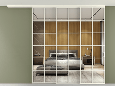 Перегородка Formato вдоль стены на потолок 3 створки с синхронным механизмом