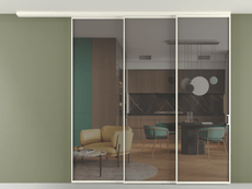 Перегородка Formato вдоль стены на потолок 3 створки с синхронным механизмом