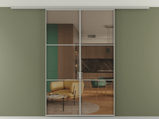 Перегородка Formato вдоль стены на потолок 2 створки