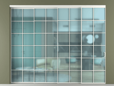 Перегородка Formato внутри проёма 4 створки с синхронным механизмом