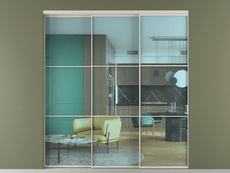 Перегородка Formato внутри проёма 3 створки с синхронным механизмом