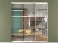 Перегородка Formato внутри проёма 3 створки с синхронным механизмом