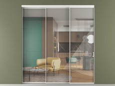 Перегородка Formato внутри проёма 3 створки с синхронным механизмом