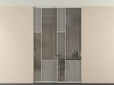 Перегородка Mosaic внутри проёма двустворчатая со скрытым креплением в потолок