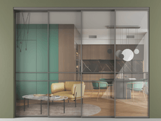 Перегородка Formato внутри проёма 4 створки с синхронным механизмом