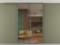 Перегородка Formato вдоль стены на потолок 2 створки с синхронным механизмом