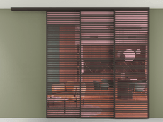 Перегородка Formato вдоль стены на потолок 3 створки с синхронным механизмом