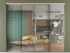 Перегородка Formato внутри проёма 4 створки с синхронным механизмом