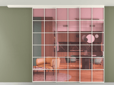 Перегородка Formato вдоль стены на потолок 3 створки с синхронным механизмом