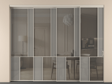 Перегородка Mosaic внутри проёма 4 створки с синхронным механизмом