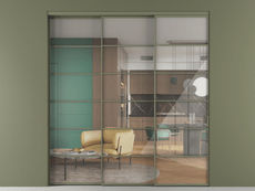 Перегородка Formato внутри проёма 3 створки с синхронным механизмом