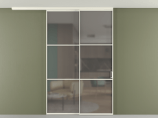 Перегородка Formato вдоль стены на потолок 2 створки с синхронным механизмом