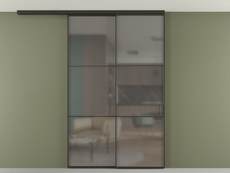 Перегородка Formato вдоль стены на потолок 2 створки с синхронным механизмом