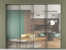 Перегородка Formato внутри проёма 4 створки с синхронным механизмом