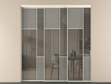 Перегородка Mosaic внутри проёма 3 створки с синхронным механизмом