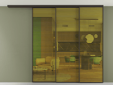 Перегородка Formato вдоль стены на потолок 3 створки с синхронным механизмом