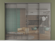 Перегородка Formato внутри проёма 4 створки с синхронным механизмом