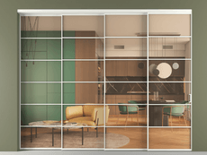 Перегородка Formato внутри проёма 4 створки с синхронным механизмом