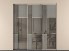 Перегородка Mosaic внутри проёма 3 створки с синхронным механизмом